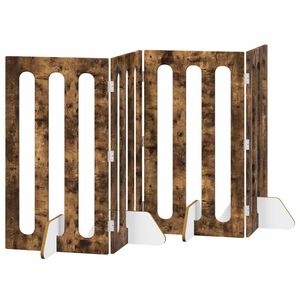 vidaXL Folding Pet Fence 4 pcs Smoked Oak 201 x 38 x 90 cm