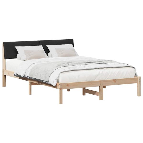 vidaXL Bed frame Brown and black 140 x 190 cm Solid pine wood