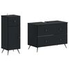 vidaXL 2 Piece Bathroom Cabinet Set BREDA Black Engineered Wood