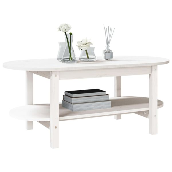 vidaXL Coffee Table White 110x55x45 cm Solid Wood Pine