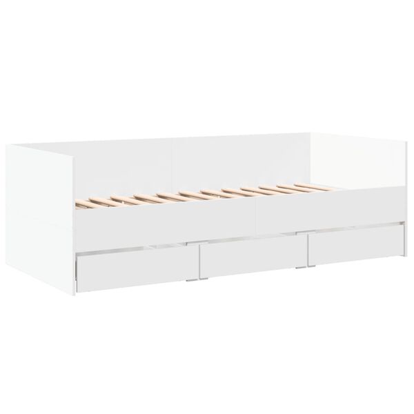 vidaXL Daybed with Drawers without Mattress White 75x190 cm Small Single