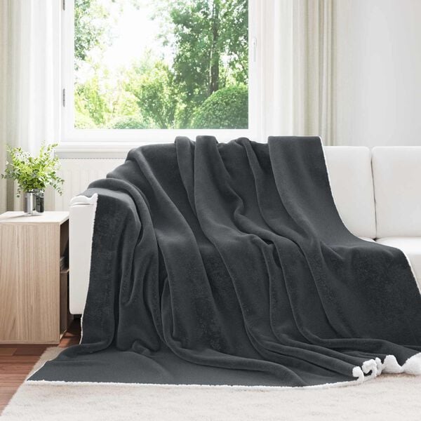 vidaXL Throw Blanket Dark Grey 240 x 270 cm Fleece