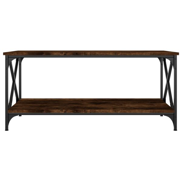 vidaXL Coffee Table Smoked Oak 100x50x45 cm Engineered Wood and Iron