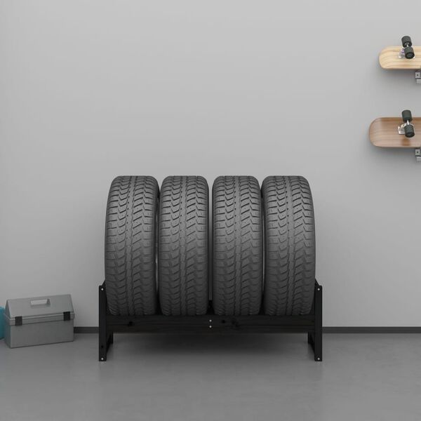 vidaXL Tire Rack Black 120x40x40 cm Solid Wood Pine