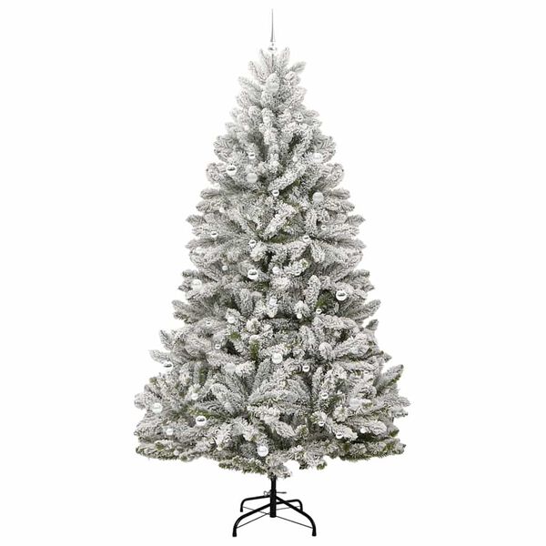 vidaXL Artificial Christmas Tree Green and White 270 cm PVC and Metal