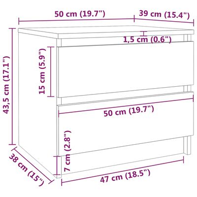 vidaXL Bed Cabinets 2 pcs Grey Sonoma 50x39x43.5 cm Engineered Wood