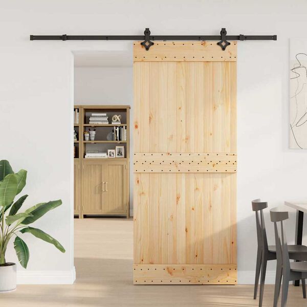 vidaXL Sliding Door with Hardware Set 90x210 cm Solid Wood Pine
