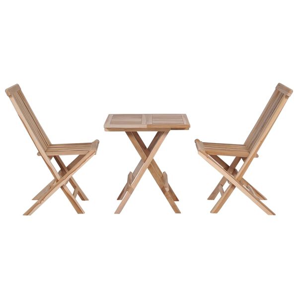 vidaXL 3 Piece Folding Bistro Set Solid Teak Wood