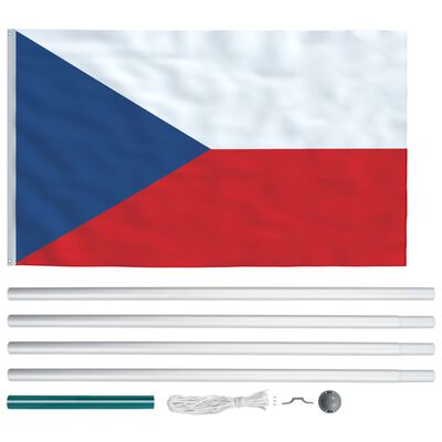vidaXL Czech Flag and Pole Aluminium 6.2 m