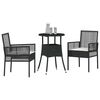 vidaXL Garden Dining Set 3 pcs Black Poly Rattan
