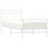 vidaXL Metal Bed Frame without Mattress with Footboard White 90x200cm