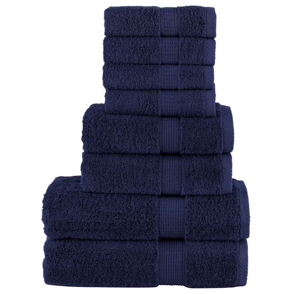 vidaXL 8 Piece Premium Towel Set SOLUND Navy Blue 600 gsm
