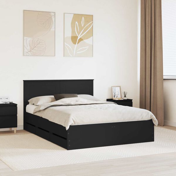 vidaXL Bed Frame with Drawer Black 140 x 200 cm Engineer Wood