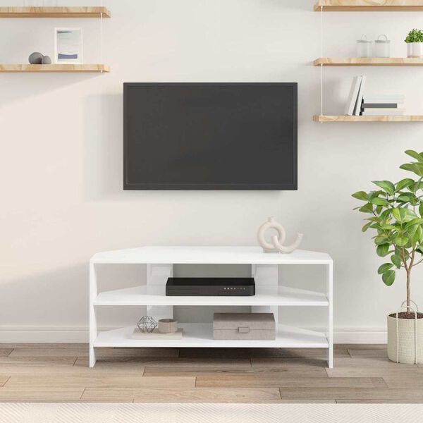 vidaXL Corner TV Cabinet High gloss White 102x40.5x45cm