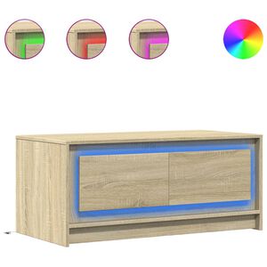 vidaXL Coffee Table with LED Lights Sonoma Oak Engineered Wood