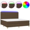 vidaXL Box Spring Bed with Mattress&LED Dark Brown 200x200 cm Fabric