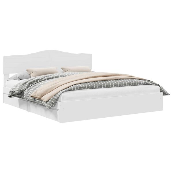 vidaXL Storage Bed with Headboard White 200 x 200 cm Engineered Wood