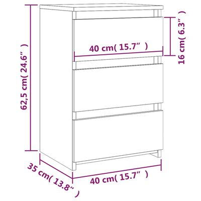 vidaXL Bed Cabinet Smoked Oak 40x35x62.5 cm Engineered Wood