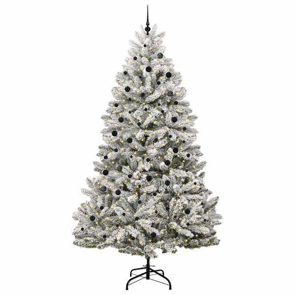 vidaXL Artificial Christmas Tree Green and White 300 cm PVC and Metal