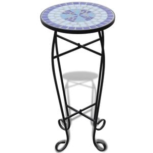vidaXL Plant Stand | Blue and white | Iron and ceramic | Small