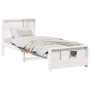 vidaXL Bed Frame with Headboard White 90 x 200 cm Engineered Wood