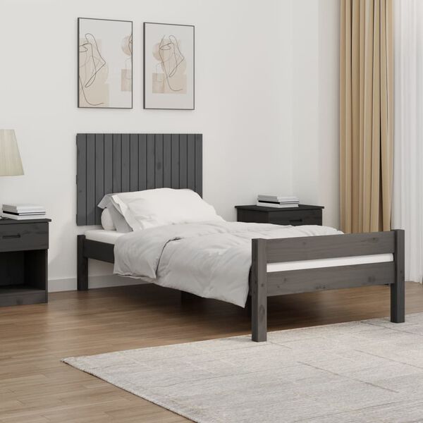 vidaXL Wall Headboard Grey 95.5x3x60 cm Solid Wood Pine