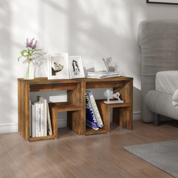 vidaXL Bed Cabinets 2 pcs Smoked Oak 40x30x40 cm Engineered Wood