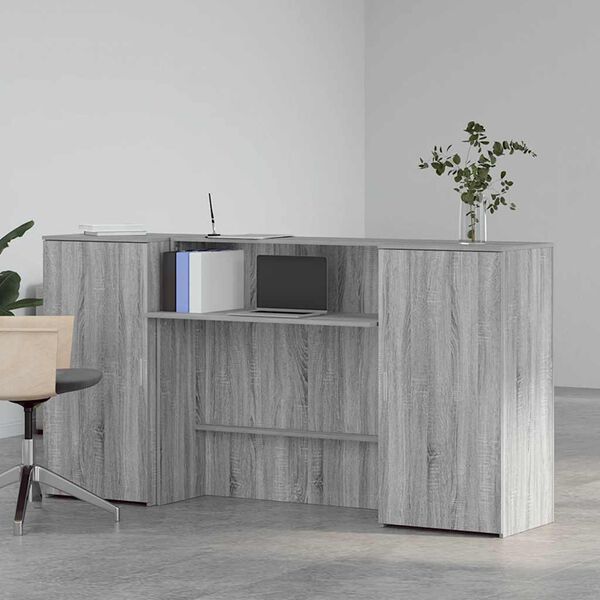 vidaXL Reception Desk Grey Sonoma 200x50x103.5 cm Engineered Wood