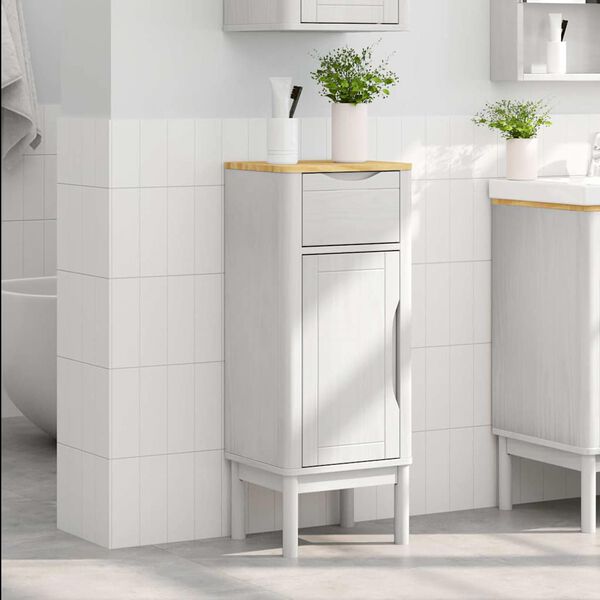vidaXL Bathroom Cabinet White 35 x 30 x 90 cm Solid Pine Wood