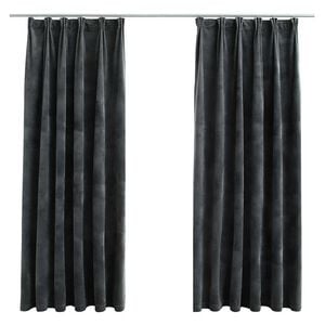 vidaXL Blackout Curtains 2 pcs with Hooks Velvet Anthracite 140x175 cm