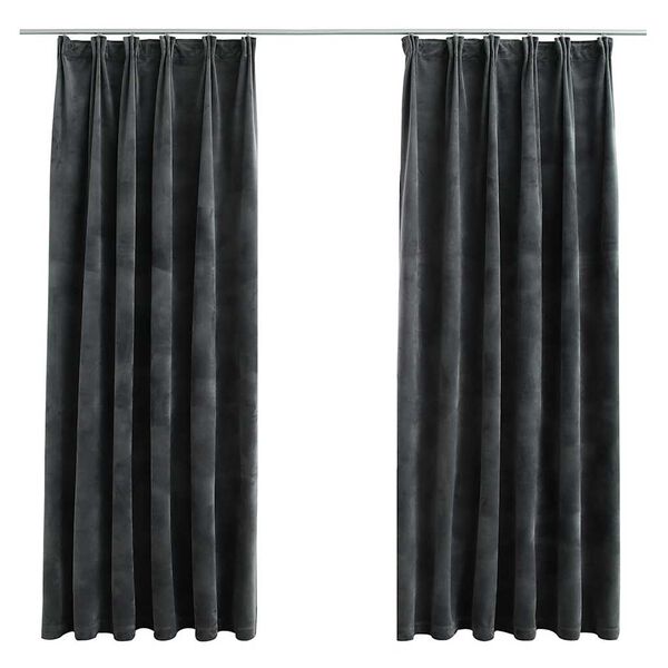 vidaXL Blackout Curtains 2 pcs with Hooks Velvet Anthracite 140x175 cm
