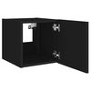 vidaXL TV Wall Cabinets with LED Lights 2 pcs Black 30.5x35x30 cm