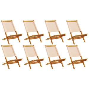 vidaXL Folding Garden Chairs 8 pcs Beige Fabric and Solid Wood