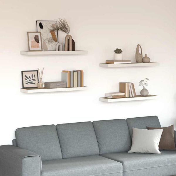 vidaXL Floating Wall Shelves 4 pcs Oak and White 80x23.5x3.8 cm MDF