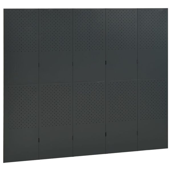 vidaXL 5-Panel Room Divider Anthracite 200x180 cm Steel