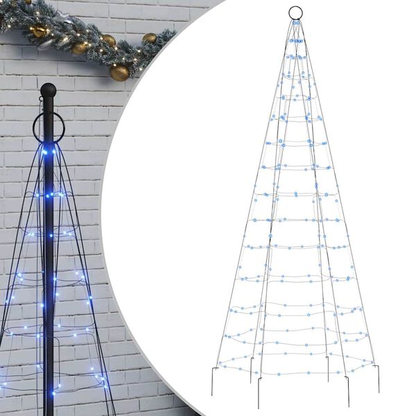 vidaXL LED Christmas Tree on Flagpole 200 LEDs Blue 180 cm