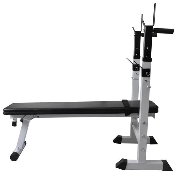 vidaXL Workout Bench with Weight Rack, Barbell and Dumbbell Set 90 kg