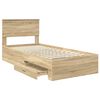 vidaXL Bed Frame with Headboard Sonoma Oak 90 x 190 cm Engineered Wood
