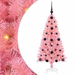 vidaXL Christmas Tree with 150 LEDs with Stand Pink 120 cm PVC