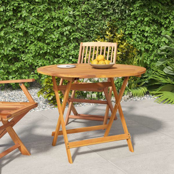 vidaXL Folding Garden Table &Oslash; 90x75 cm Solid Wood Acacia