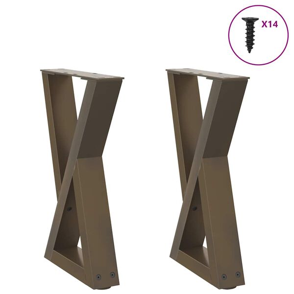 vidaXL Coffee Table Legs 2 pcs Natural Steel 28x(42-43.3) cm Steel