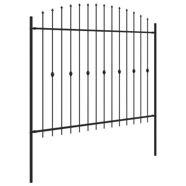 vidaXL Spike Fence Black 200 x 200 cm Powder-Coated Steel