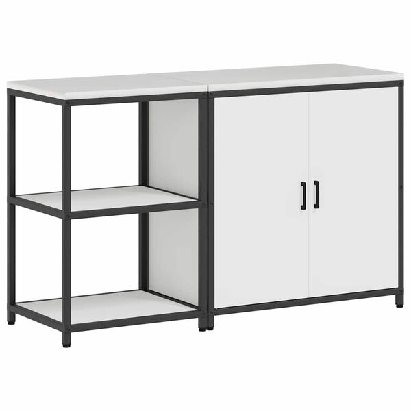 vidaXL Kitchen Storage Set with Shelf 2 pcs White Cold-rolled Steel