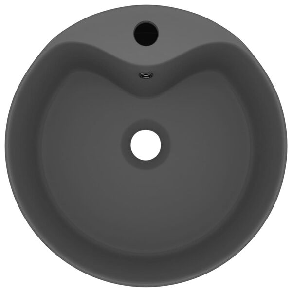 vidaXL Luxury Wash Basin with Overflow Matt Dark Grey 36x13 cm Ceramic