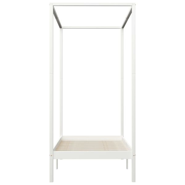 vidaXL Canopy Bed Frame without Mattress White Solid Wood 100x200 cm