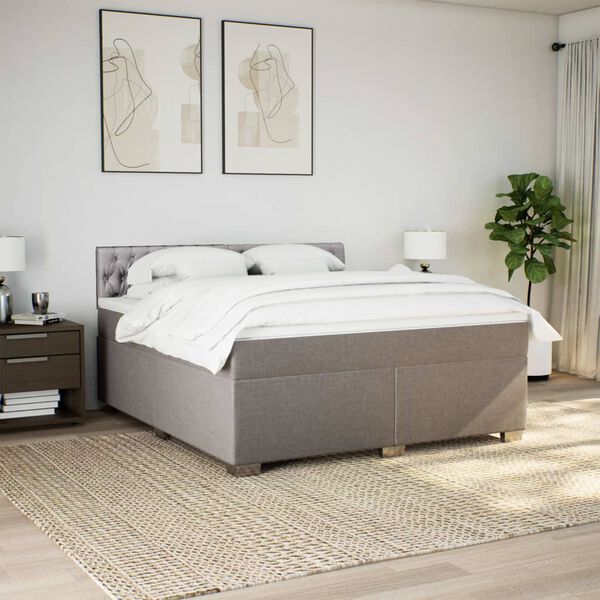 vidaXL Box Spring Bed with Mattress Taupe 180x200 cm Fabric