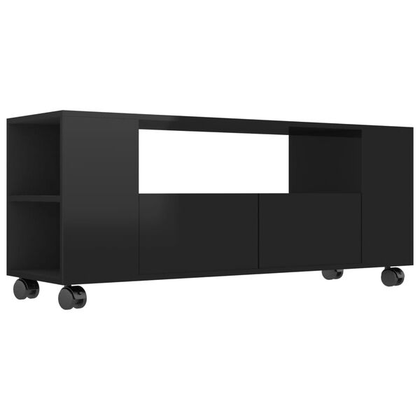 vidaXL TV Cabinet High Gloss Black 120x35x48 cm Engineered Wood