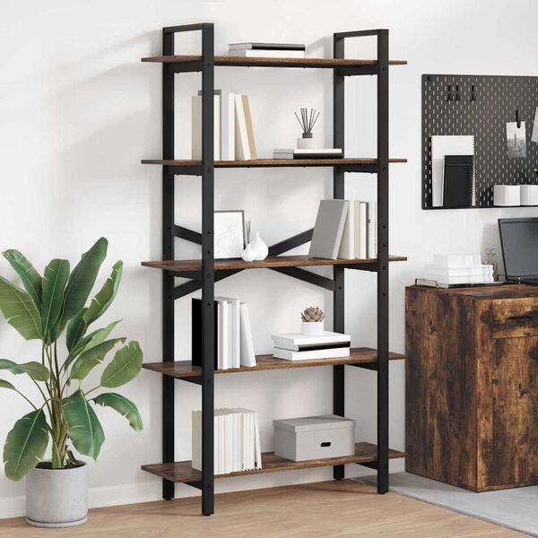 vidaXL Bookshelf Smoked Oak 100 x 33.5 x 178 cm Engineered Wood