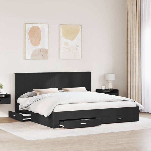 vidaXL Bed Frame Black and Silver 200 x 200 cm Engineered Wood