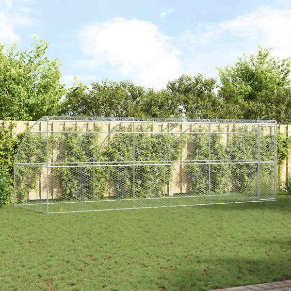 vidaXL Dog Kennel 3 pcs Silver 6 x 2 x 2 m Galvanised steel